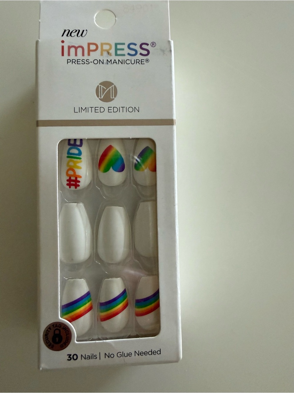 imPRESS White Press-On Nails with Rainbow Pride Accents